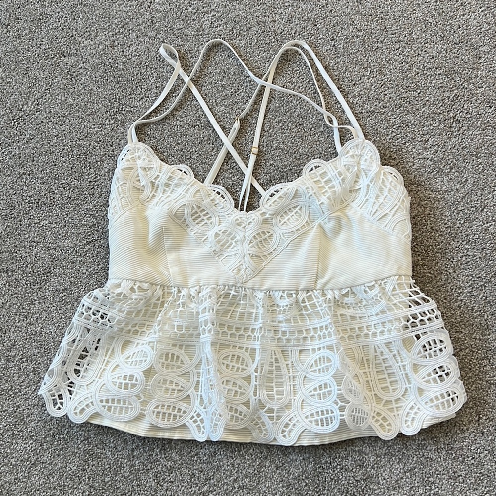 White Lace Cropped Top